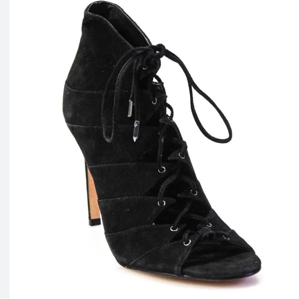 Dolce Vita Black Faux Suede Laced Bootie Sz 6.5